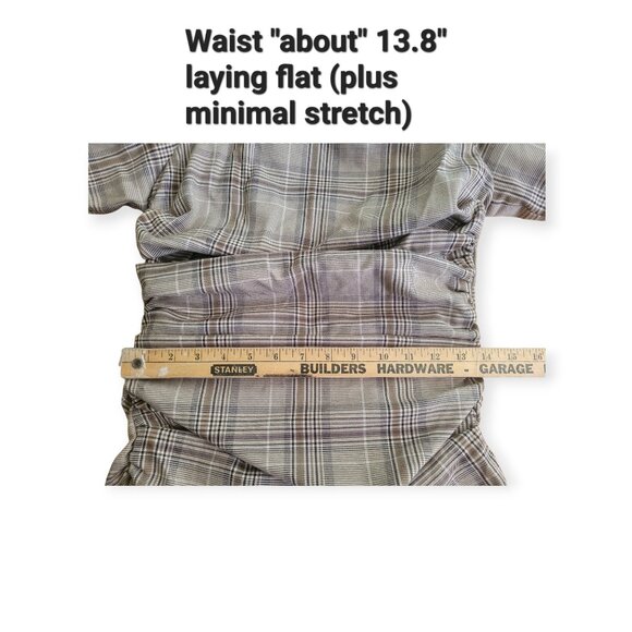 Revolve Majorelle tan plaid puff sleeve lace-up Darlene Mini Dress size S EUC - Picture 7 of 12